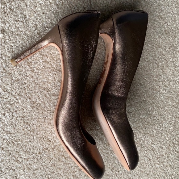 Coach pumps, bronze/gold color, genuine leather, heels are 3 in. - Picture 2 of 3